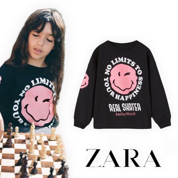 ZARA Kids | Black | SMILEYWORLD ® HAPPY COLLECTION SHIRT - Picture 1 of 6